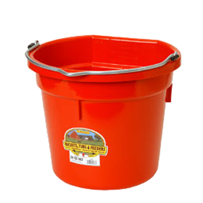 Miller Little Giant Manufacturing Bucket, Flat Back, Poly, Red, 20 qt