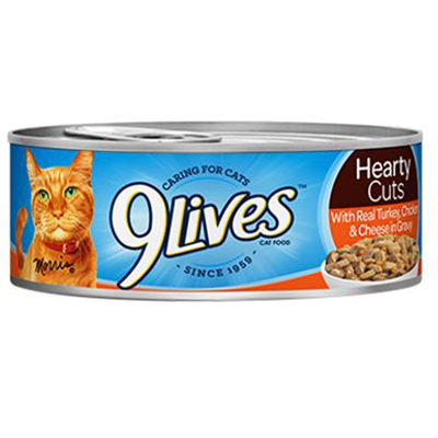 9 Lives Hearty Cuts with Real Turkey, Chicken and Cheese, 5.5 oz