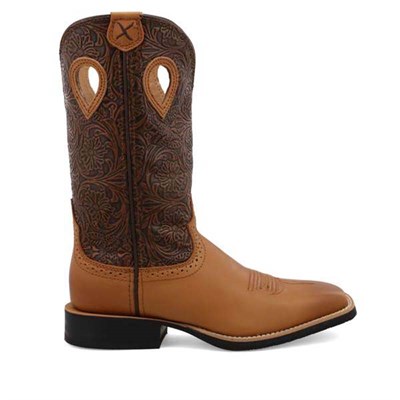 Twisted X Women's 11 in. Ruff Stock- Tan and Tooled Brown, 6.5B