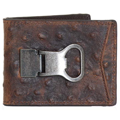 M&F Western Products Double Barrel Ostrich Money Clip with Bottle Opener