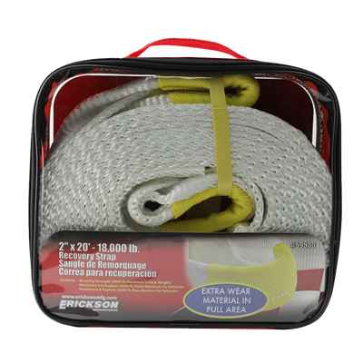 Erickson Manufacturing Recovery Tow Strap with Loops, 2 in x 20 ft
