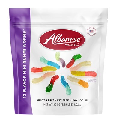 Albanese 12 Flavor Mini Gummi Worms, 36oz