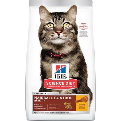 Hill's Science Diet Dry 7+ Adult Cat Food- Hairball Control, Chicken, 7 lb