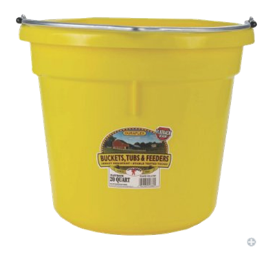 Miller Little Giant Manufacturing Bucket, Flat Back, Poly, Yellow, 20 qt