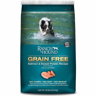 Ranch Hound Dry Dog Food- Grain Free, Salmon and Sweet Potato, 30 lb