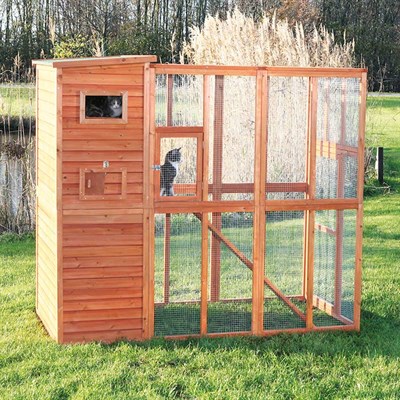 Trixie Pet Products Natura Wooden Fully Covered Cattery Cat Run Retreat