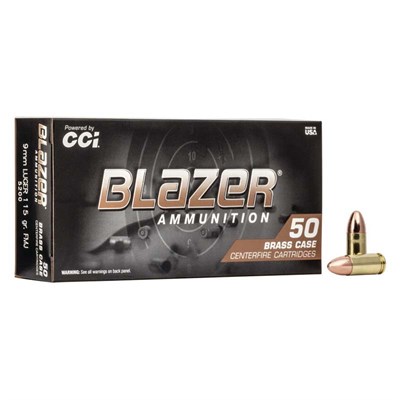 Blazer Brass 9mm Luger 115 Grain FMJ Handgun Ammunition, 50 rounds