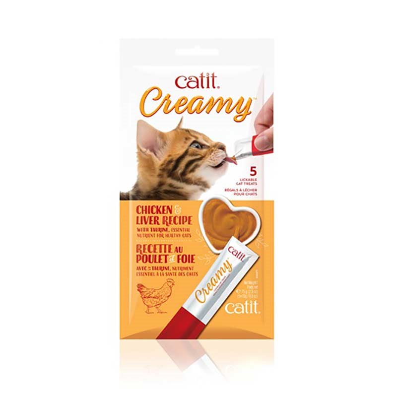 Catit Creamy Chicken & Liver Cat Treat, 5 pack