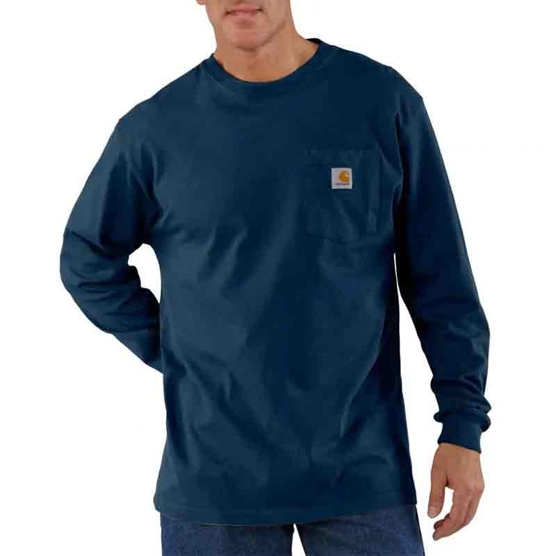 Carhartt Men's Navy Workwear Long Sleeve Pocket Tee - X-LARGE
