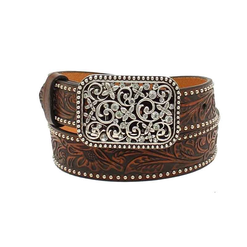 Ariat Kids' Brown Floral Embossed Belt with Buckle - 26