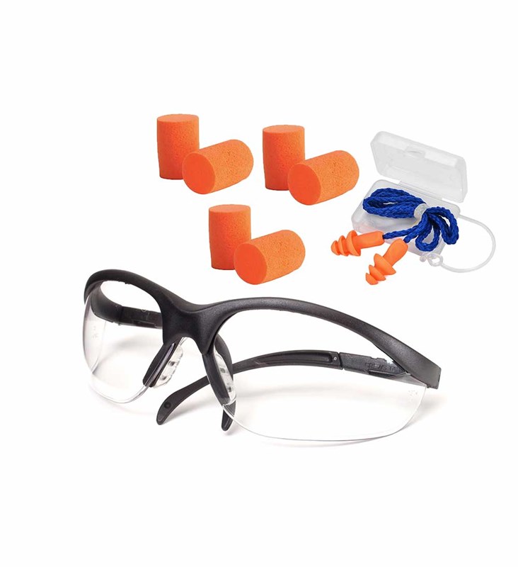 Steelcore Safety Glasses and Earplugs Combo Pack