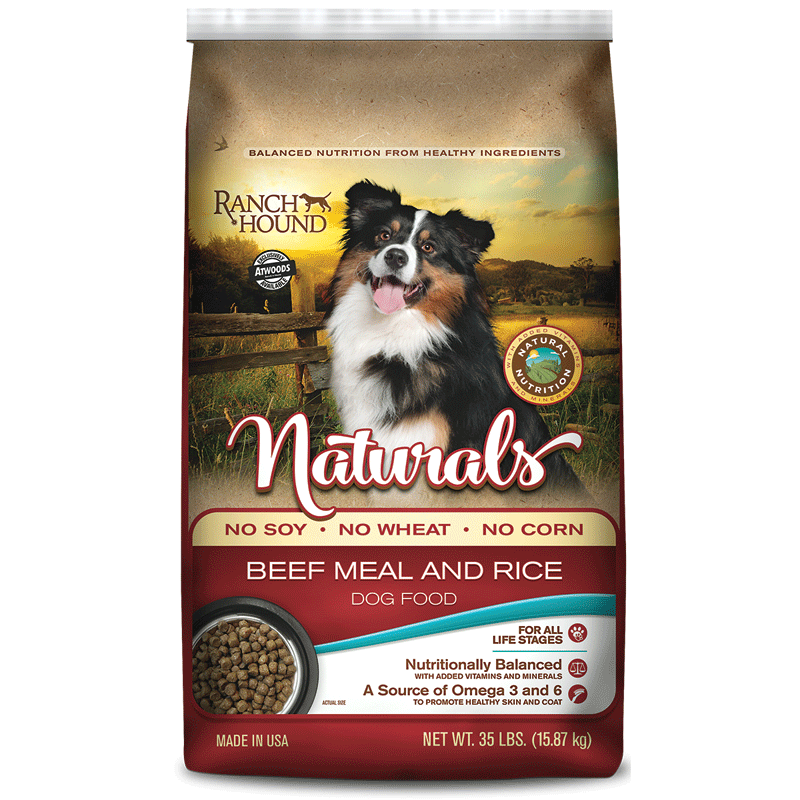 Ranch Hound Naturals Dry Dog Food Beef Meal and Rice 35 lb