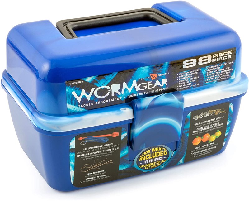 South Bend Worm Gear 88-piece Tackle Box, Blue