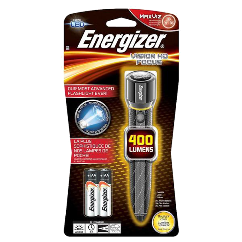 Energizer Vision HD 2AA Performance Metal Light with Digital Focus