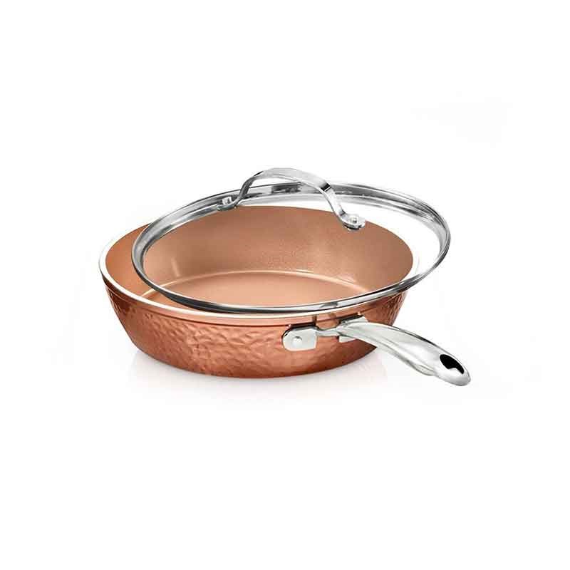 Gotham Steel 10-in Hammered Copper Fry Pan with Lid