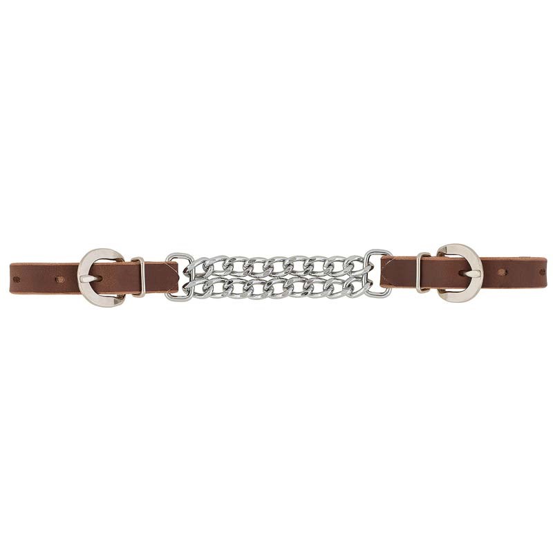 Weaver Leather Bridle Leather 4-1/2-inch Double Flat Link Chain Curb Strap, Rich Brown