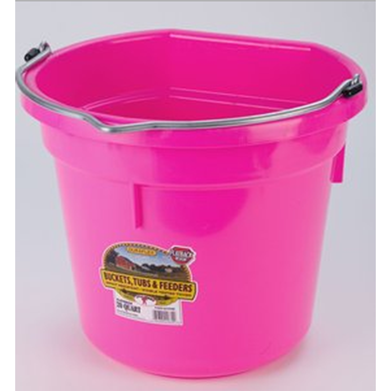 Miller Little Giant Manufacturing Bucket, Flat Back, Poly, Pink, 20 qt