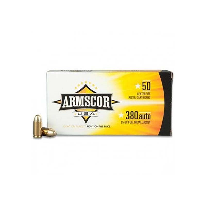 Armscor .380 Auto 95 Grain FMJ Handgun Ammunition, 50 rounds