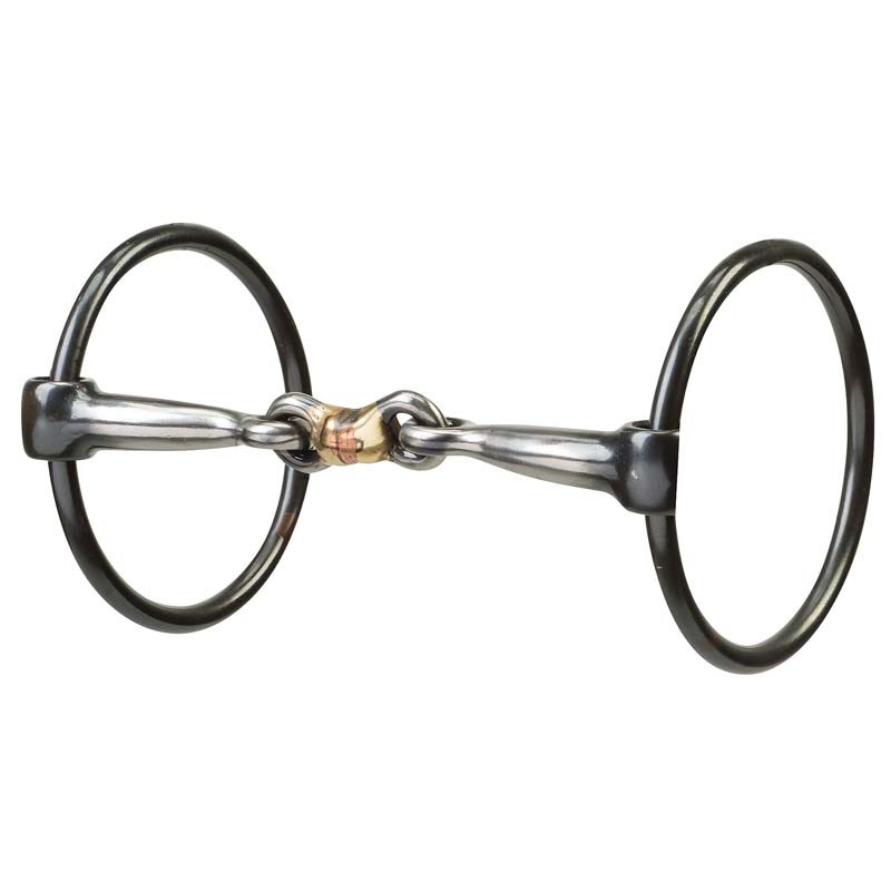Weaver Leather Ring Snaffle Bit with 5-inch Sweet Iron Dogbone Mouth with Copper Inlay