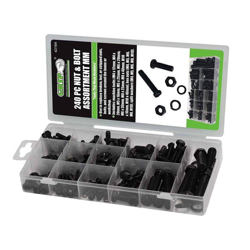Grip 240 Piece Metric Nut and Bolt Kit