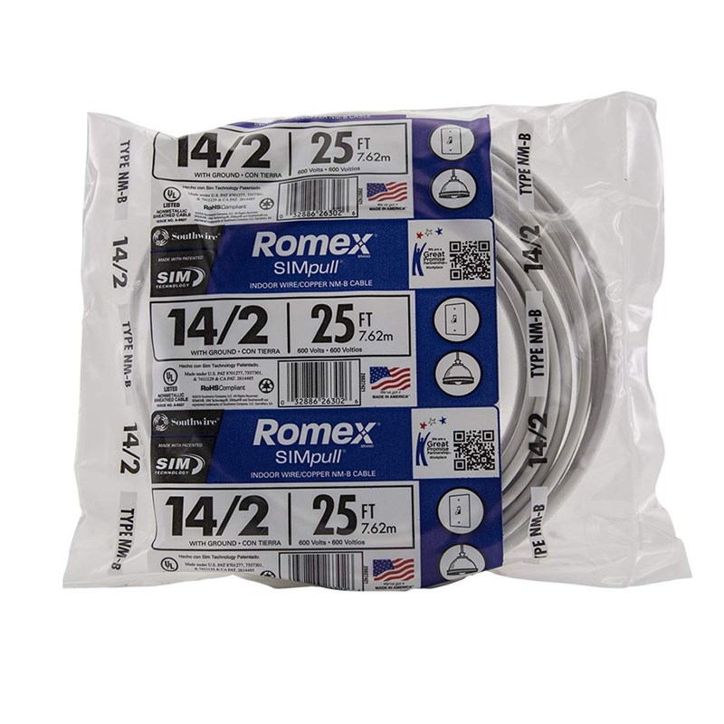 Southwire 25-ft 14/2 ROMEX Residential Indoor Electrical Wire