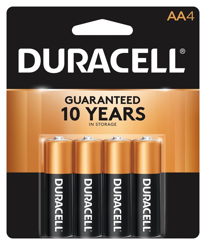 Duracell AA Alkaline Battery, 4 Pack
