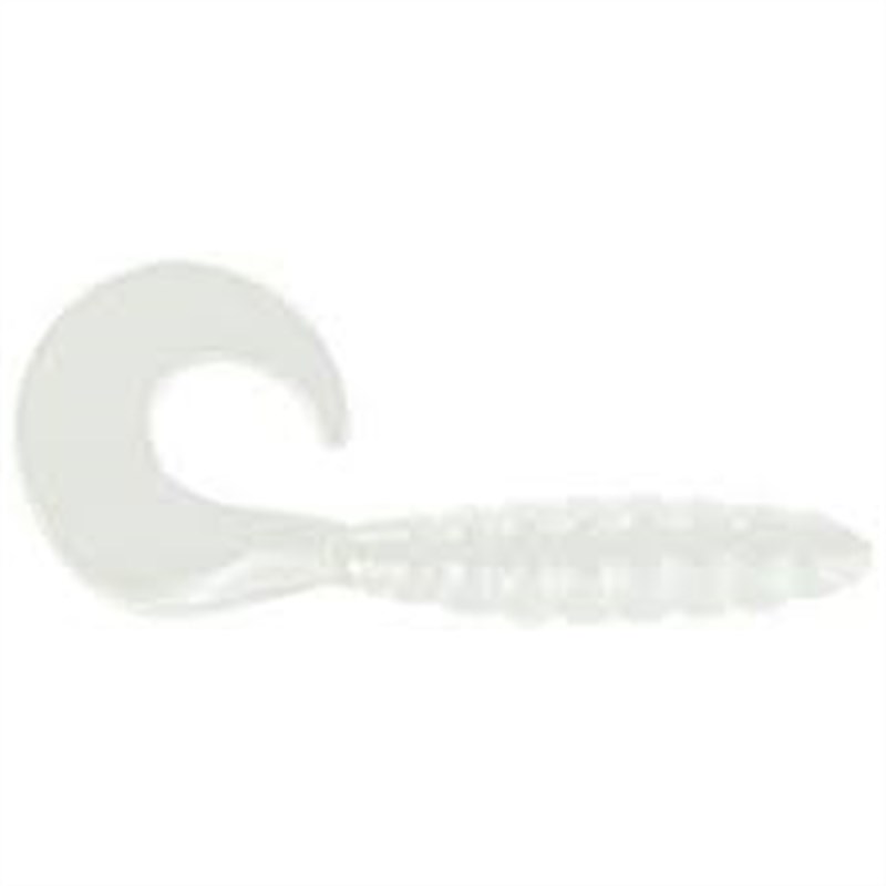 Apex Tackle 3-in Curly Tail Grub Fishing Lure, White, 10 count