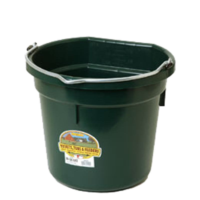 Miller Little Giant Manufacturing Bucket, Flat Back, Poly, Green, 20 qt
