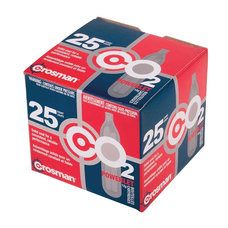 Crosman CO2 Powerlet Cartridges, 25 count