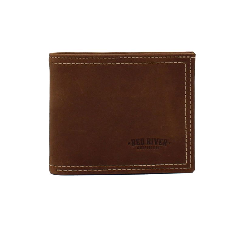 Red River Men's Bilfold Brown Wallet Double Stitched, assorted sizes