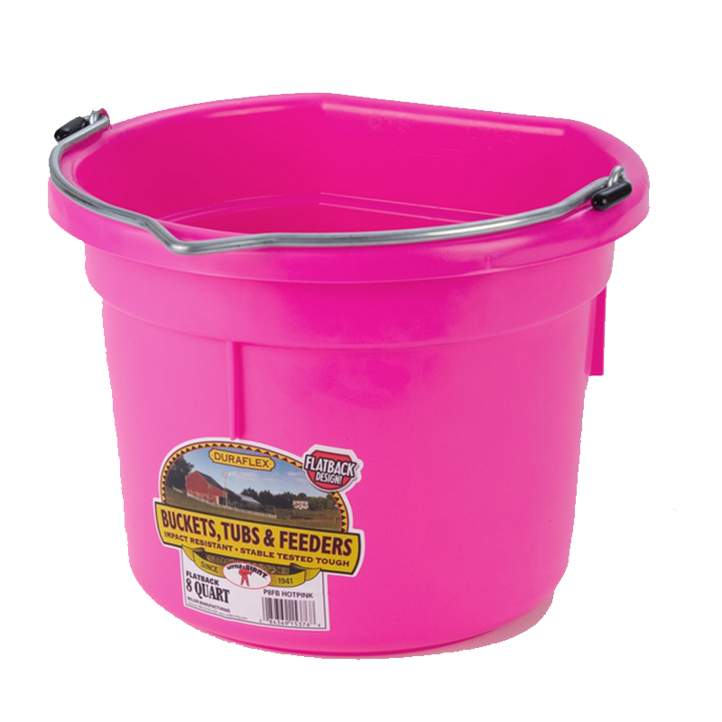 Miller Little Giant Manufacturing Bucket, Flat Back, Poly, Pink, 8 qt