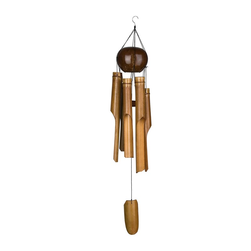 Woodstock Chimes The Original Guaranteed Musically Tuned Chime Asli Arts Collection, Large, Whole Coconut Bamboo