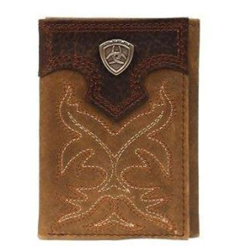 Ariat Tan Boot Stitch Shield Trifold Wallet