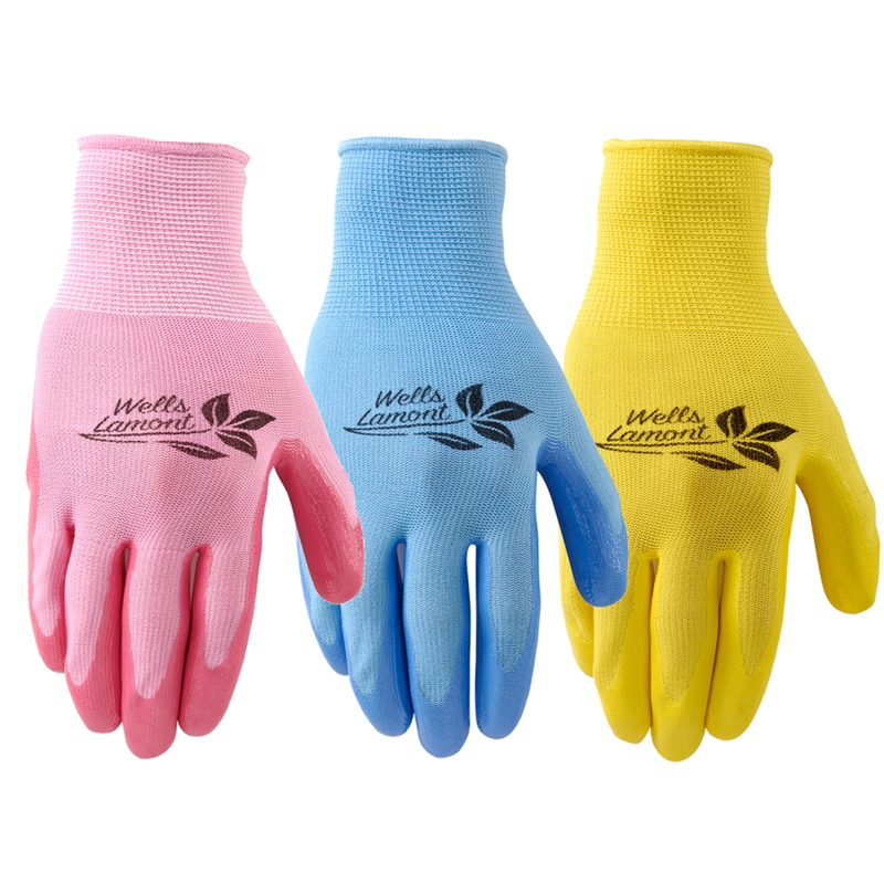 Men's Coated Grip Work Gloves, Nitrile Coating, Medium (Wells