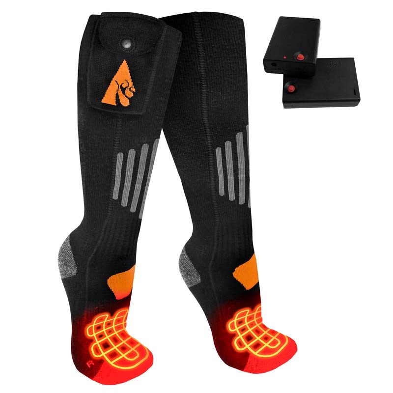 ActionHeat Wool AA Battery Heated Socks- Black, S/M