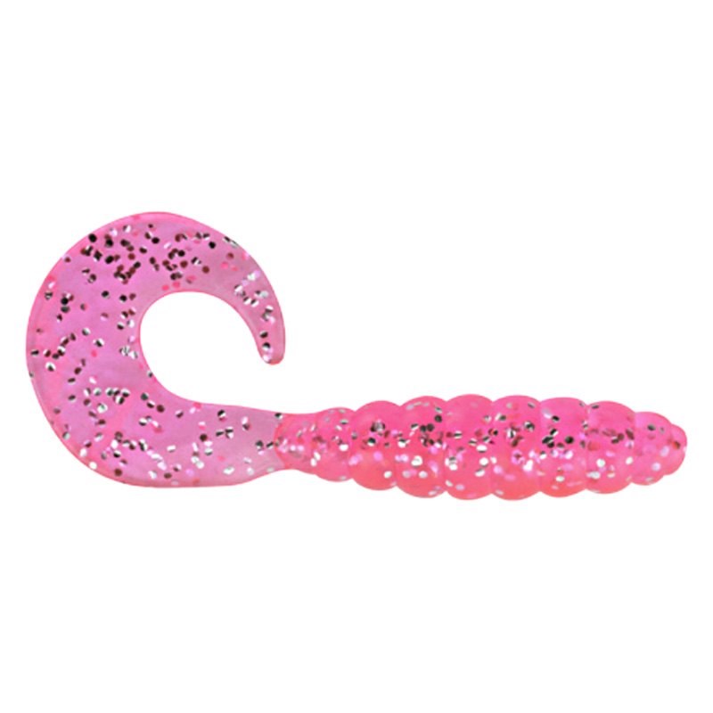Apex Tackle 2-in Curly Tail Grub Fishing Lure, Pink Glitter, 10 count