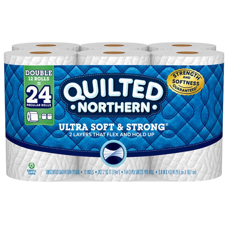 Quilted Northern Ultra Soft & Strong Toilet Paper, 12 Mega Rolls
