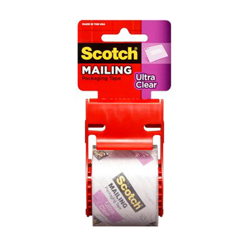 3M Scotch Ultra Clear Mailing Packaging Tape, 2 in x 800 in