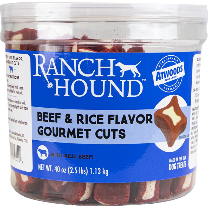 Ranch Hound Dog Treat Beef and Rice Flavor Gourmet Cuts 40 oz