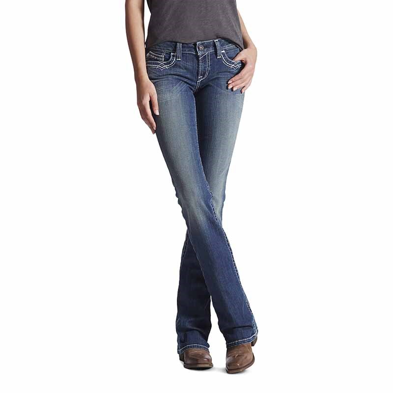 Ariat Women's Real Riding Mid Rise Entwined Boot Cut Jeans - Marine, 29, Long