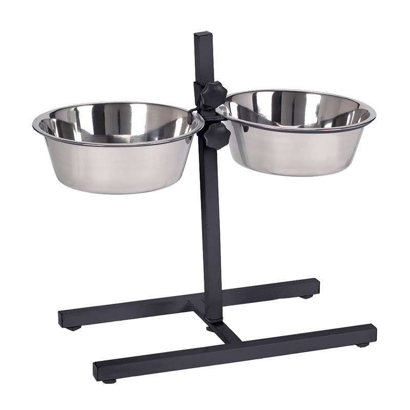Adjustable 5-20 Elevated Dog Bowl Stand Double Feeder - ActiveDogs