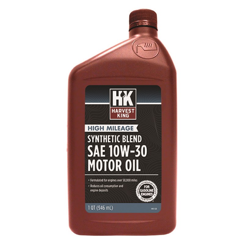 Harvest King High Mileage Synthetic Blend SAE 10W30 Motor Oil, 1 Qt