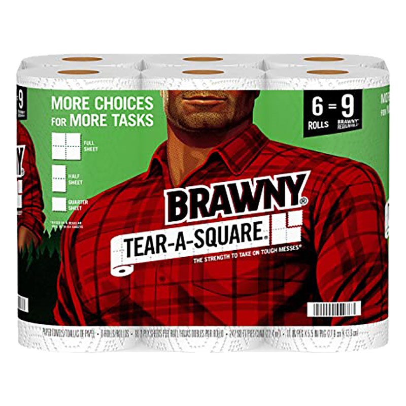 Brawny Tear-A-Square Kitchen Paper Towels, 6 Pack
