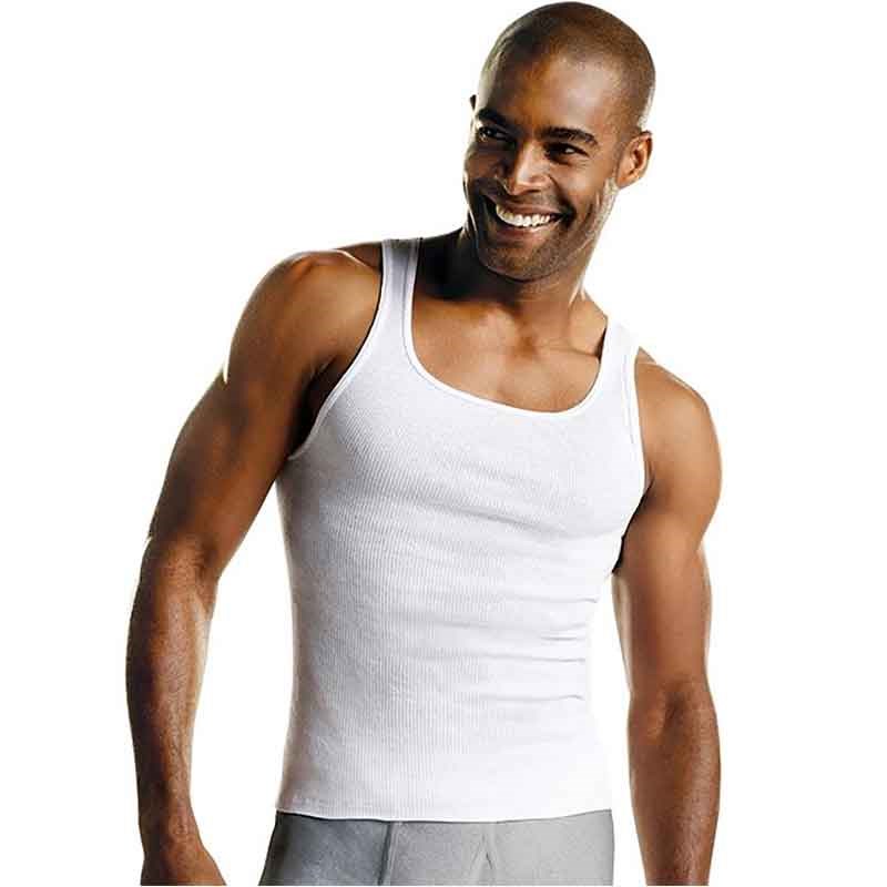 Hanes Men's FreshIQ ComfortSoft White Tank Undershirt, 6 pack - M