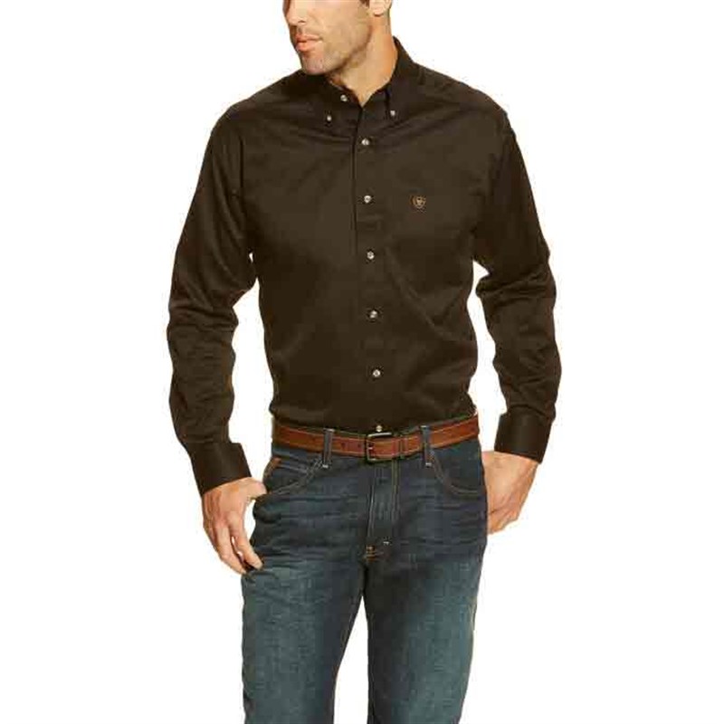 Ariat Men's Black Solid Twill Classic Fit Shirt - XXL