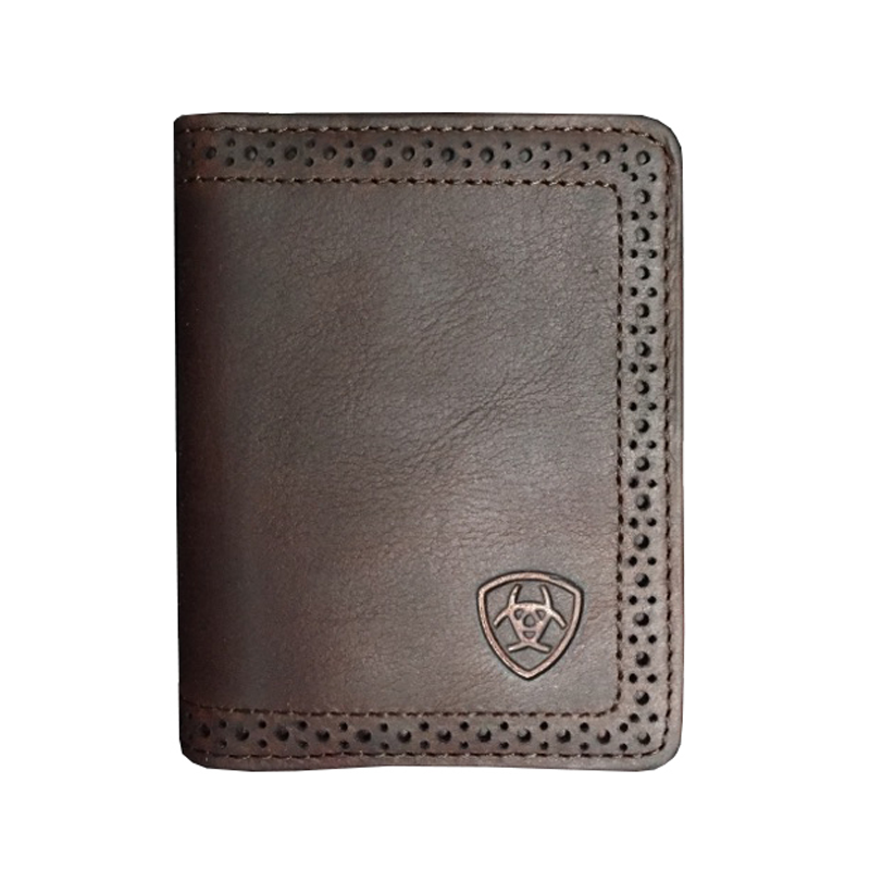 Ariat Brown Perforated Edge Bifold Wallet