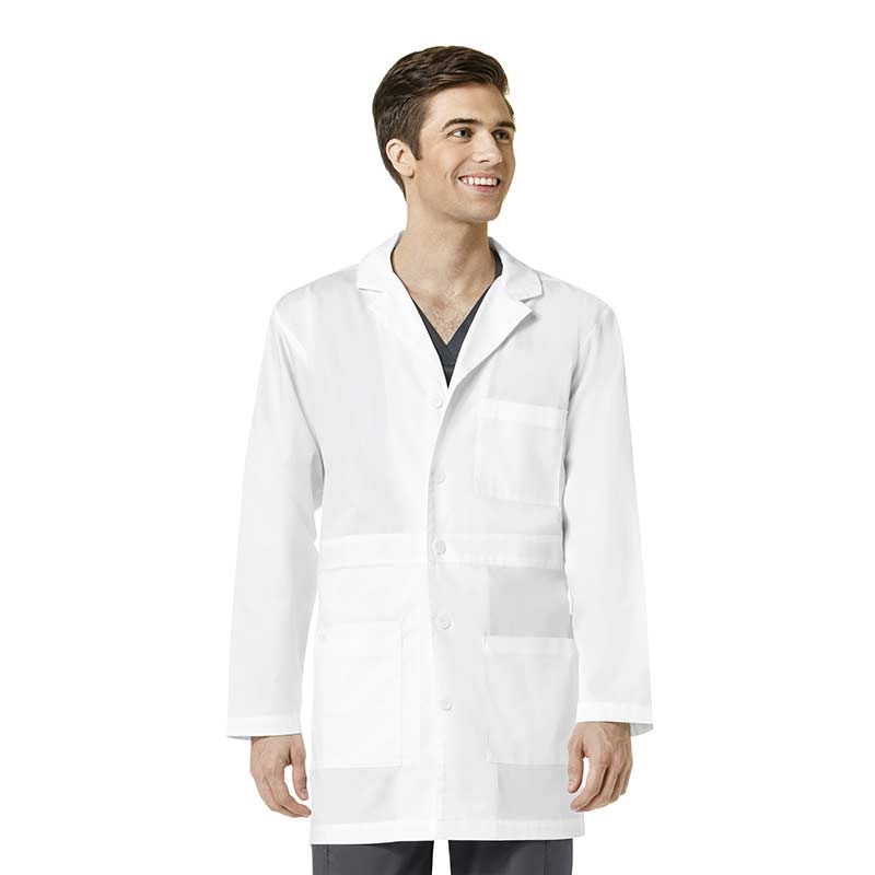 Wonderwink Men's Basic Inset Waist Lab Coat - XL,White