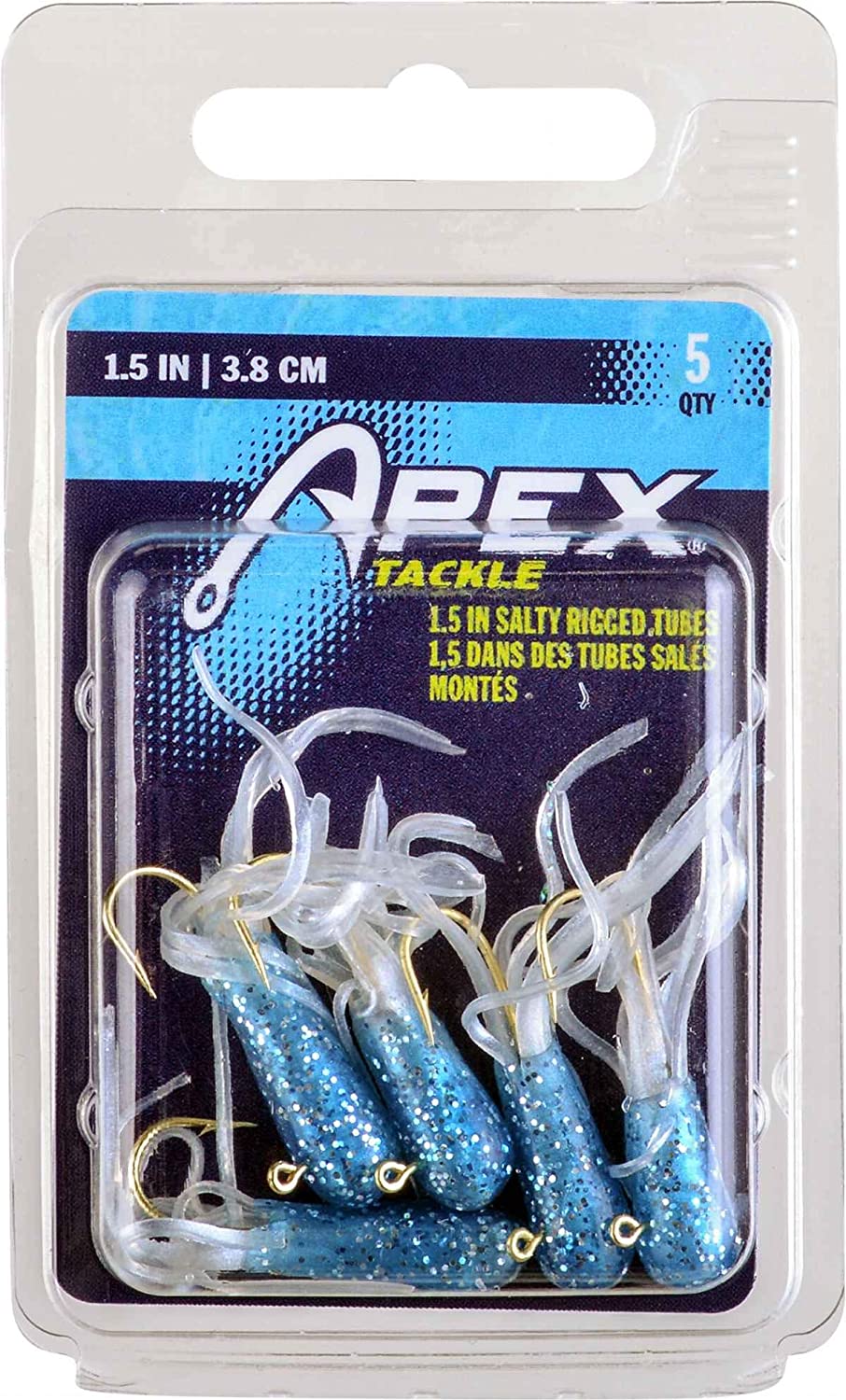 Apex Tackle SLT Mini-Tube Fishing Lures, 1.5-in, Blue Glitter, 15